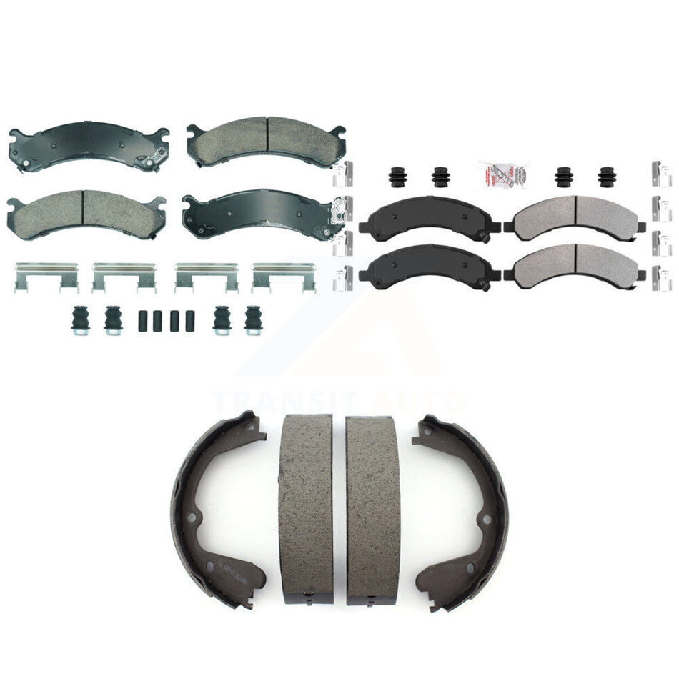 Front Ceramic Rear Semi-Metallic Disc Brake Pads And Parking Shoes Kit For GMC KNN-101285
