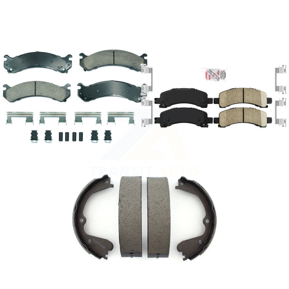 Front Rear Ceramic Disc Brake Pads And Parking Shoes Kit For GMC Savana 3500 KNN-101290