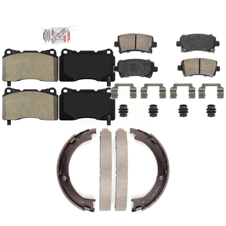 Front Semi-Metallic Rear Ceramic Disc Brake Pads And Parking Shoes Kit For KNN-101291