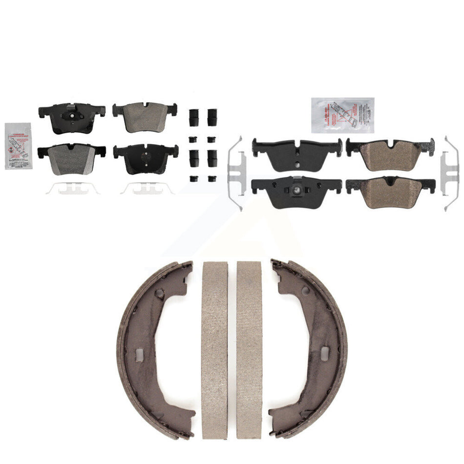 Front Rear Semi-Metallic Disc Brake Pads And Parking Shoes Kit For BMW 320i KNN-101293