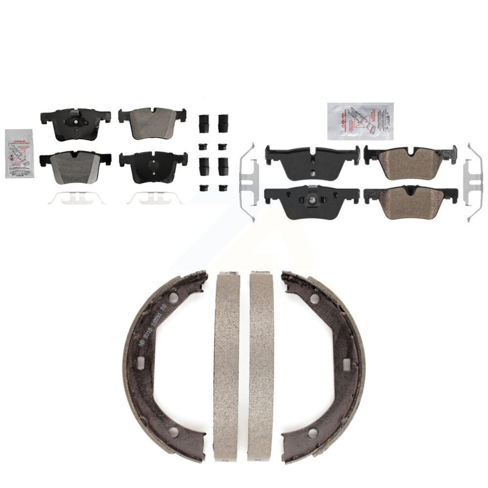 Front Rear Semi-Metallic Disc Brake Pads And Parking Shoes Kit For BMW 320i KNN-101294