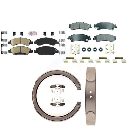 Front Ceramic Rear Semi-Metallic Disc Brake Pads And Parking Shoes Kit For GMC KNN-101298