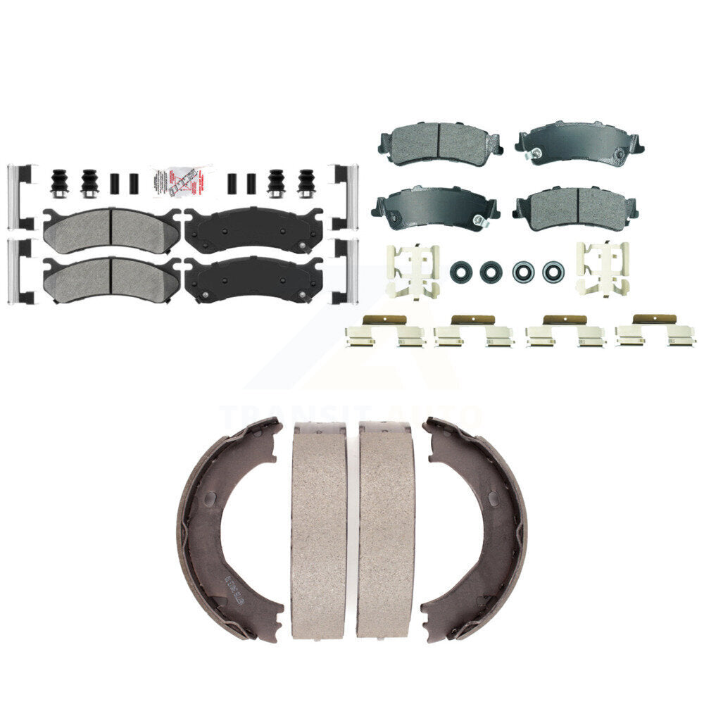 Front Rear Semi-Metallic Disc Brake Pads And Parking Shoes Kit For Chevrolet KNN-101301