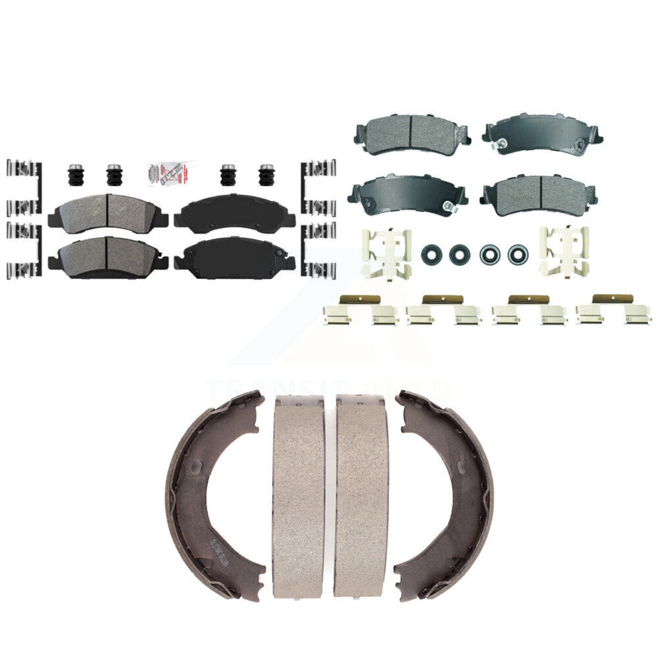 Front Rear Semi-Metallic Disc Brake Pads And Parking Shoes Kit For Chevrolet KNN-101305