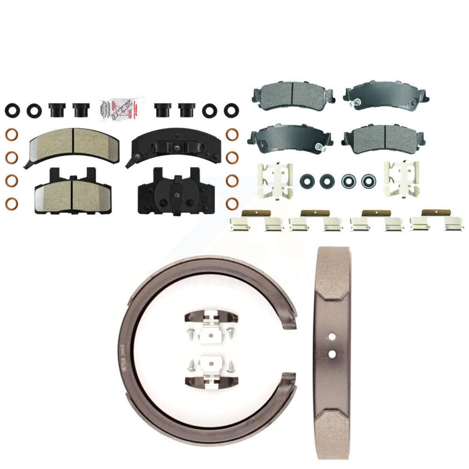 Front Rear Semi-Metallic Disc Brake Pads And Parking Shoes Kit For GMC Yukon KNN-101306