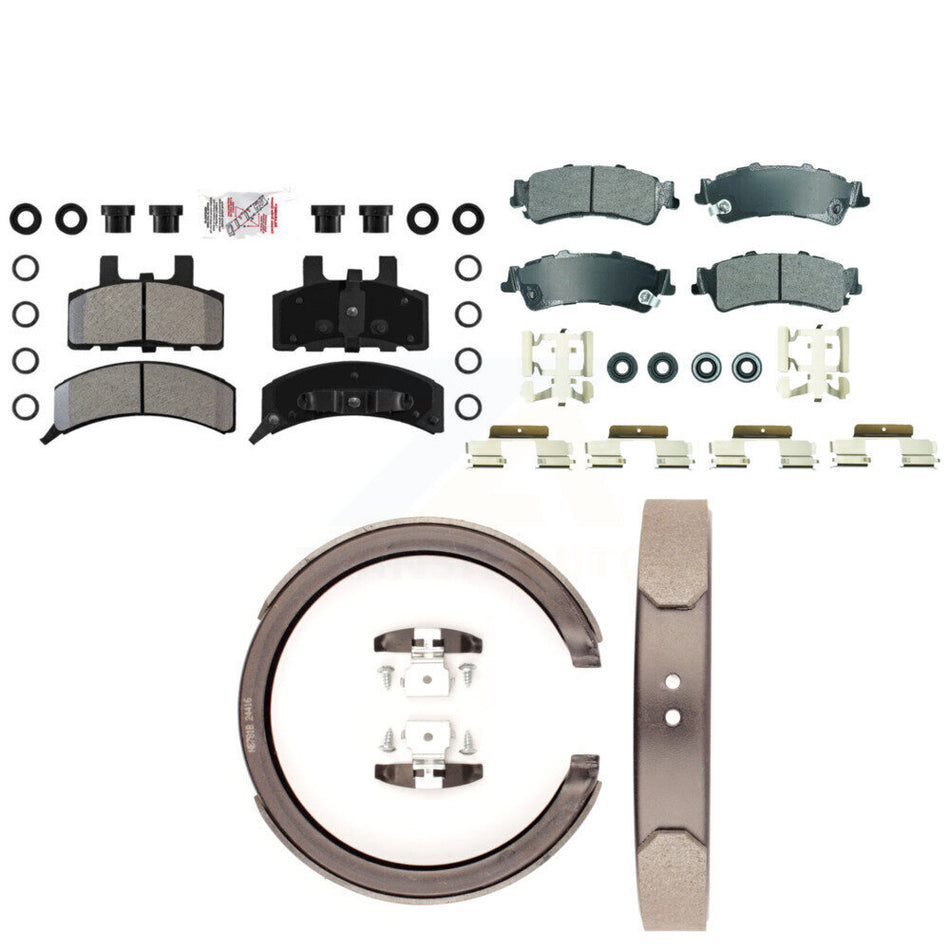 Front Rear Semi-Metallic Disc Brake Pads And Parking Shoes Kit For GMC Yukon KNN-101307