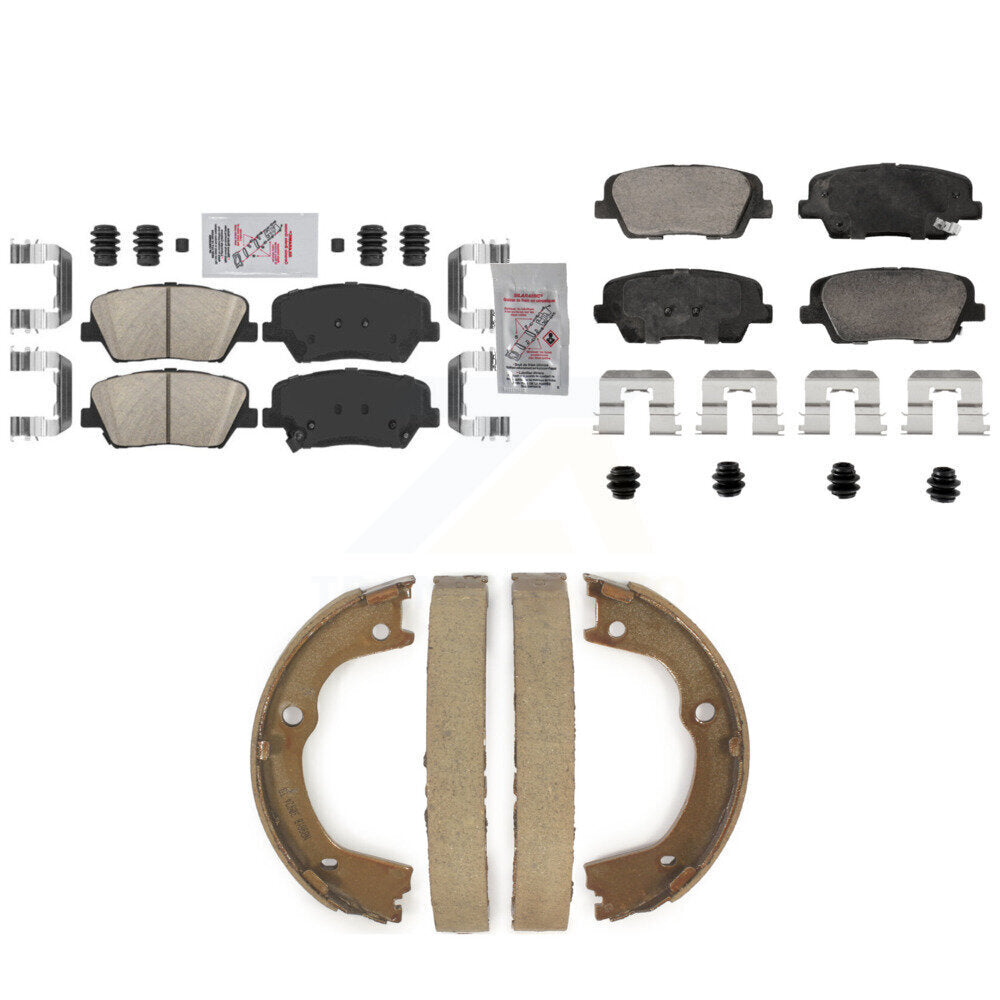 Front Rear Ceramic Disc Brake Pads And Parking Shoes Kit For Hyundai Santa Fe KNN-101308