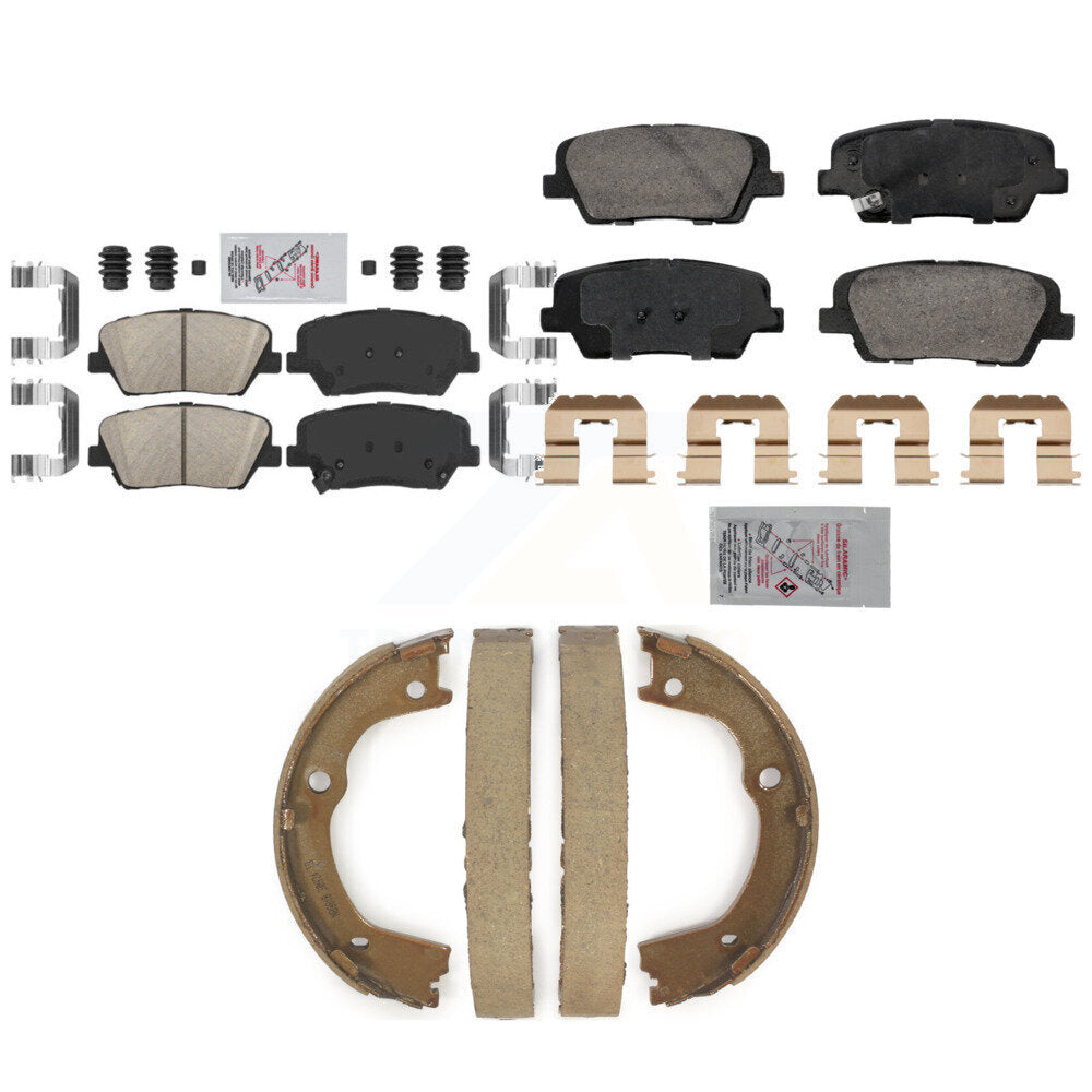 Front Rear Ceramic Disc Brake Pads And Parking Shoes Kit For Hyundai Santa Fe KNN-101310