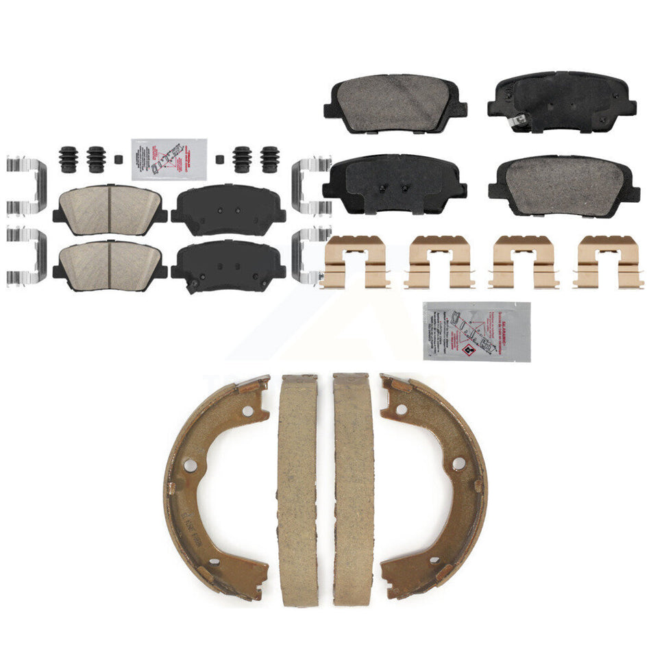 Front Rear Ceramic Disc Brake Pads And Parking Shoes Kit For Hyundai Santa Fe KNN-101310