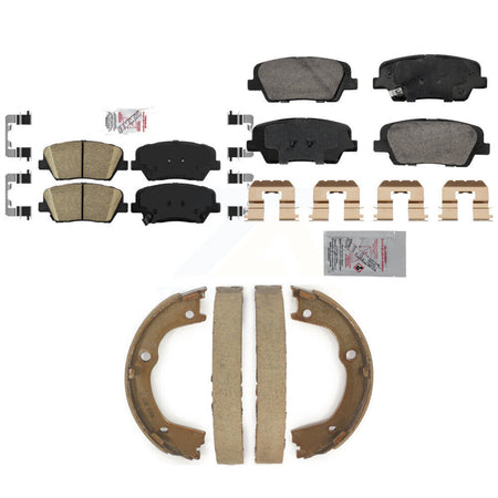 Front Rear Ceramic Disc Brake Pads And Parking Shoes Kit For Hyundai Santa Fe KNN-101311