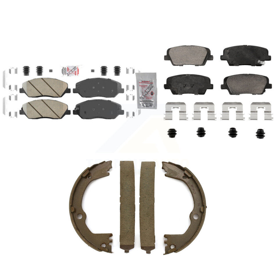 Front Rear Ceramic Disc Brake Pads And Parking Shoes Kit For Hyundai Santa Fe KNN-101313