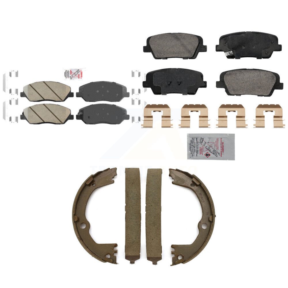 Front Rear Ceramic Disc Brake Pads And Parking Shoes Kit For Hyundai Santa Fe KNN-101314