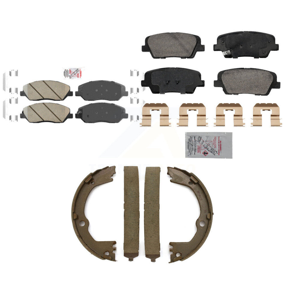Front Rear Ceramic Disc Brake Pads And Parking Shoes Kit For Hyundai Santa Fe KNN-101314