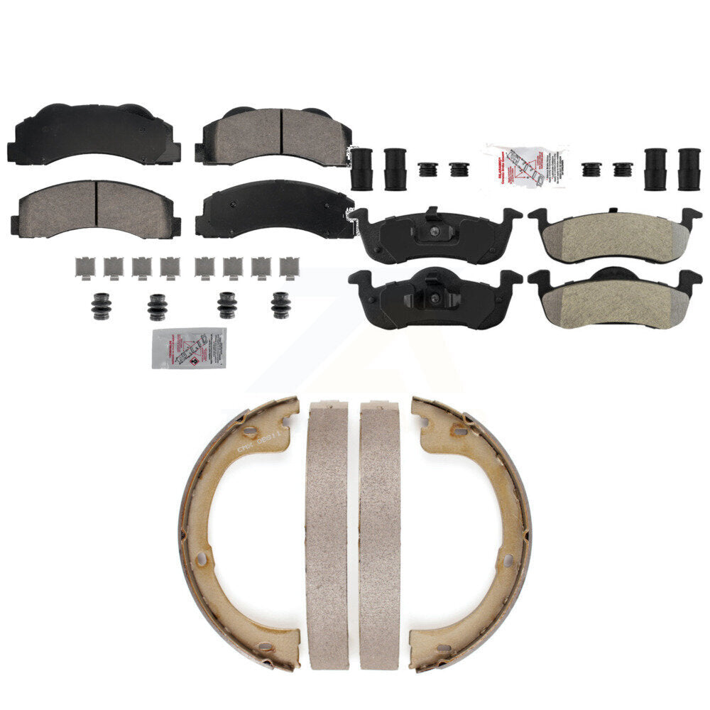 Front Ceramic Rear Semi-Metallic Disc Brake Pads And Parking Shoes Kit For KNN-101316