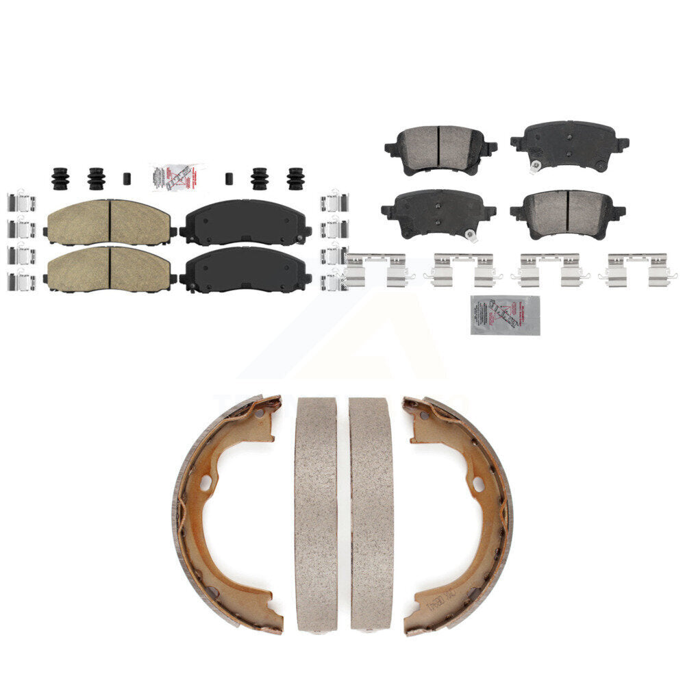Front Rear Ceramic Disc Brake Pads And Parking Shoes Kit For Jeep Wrangler KNN-101318