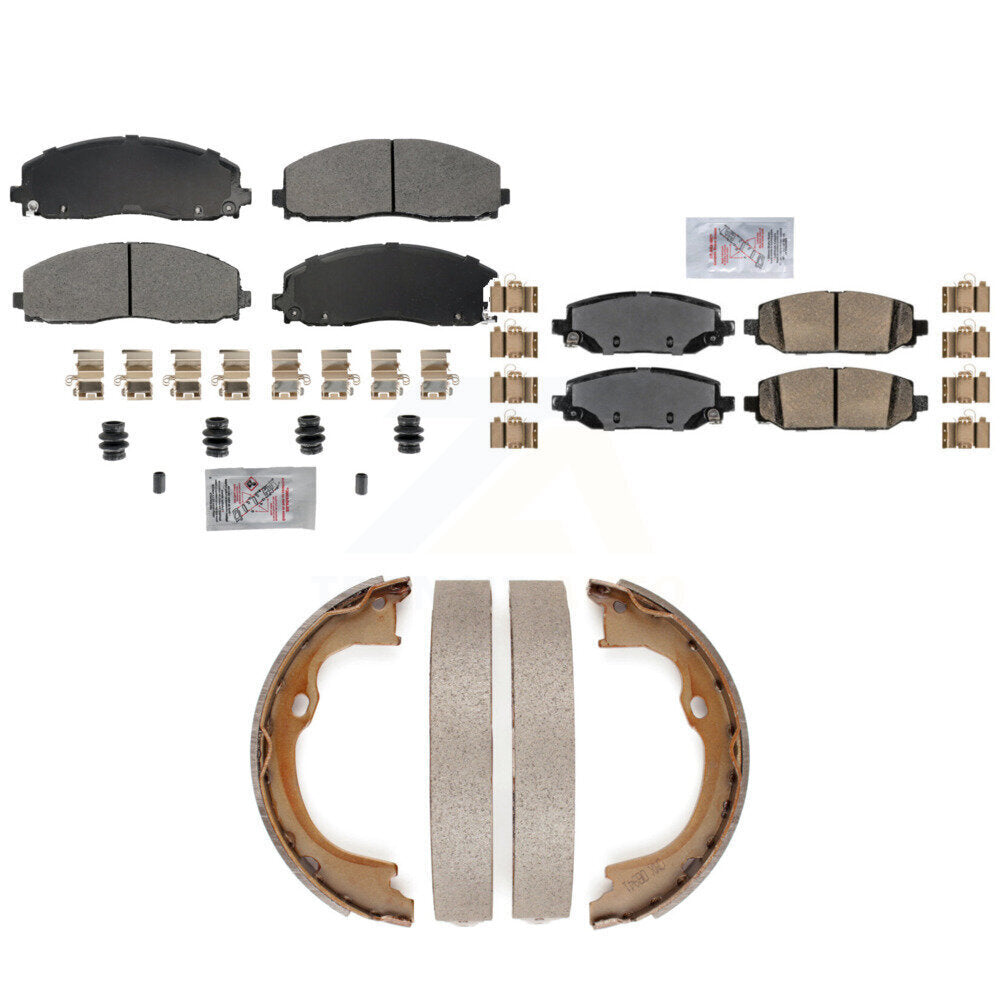 Front Semi-Metallic Rear Ceramic Disc Brake Pads And Parking Shoes Kit For KNN-101320