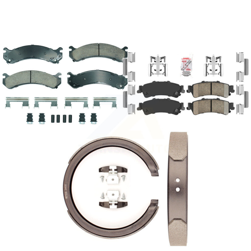 Front Rear Ceramic Disc Brake Pads And Parking Shoes Kit For Cadillac DTS KNN-101328