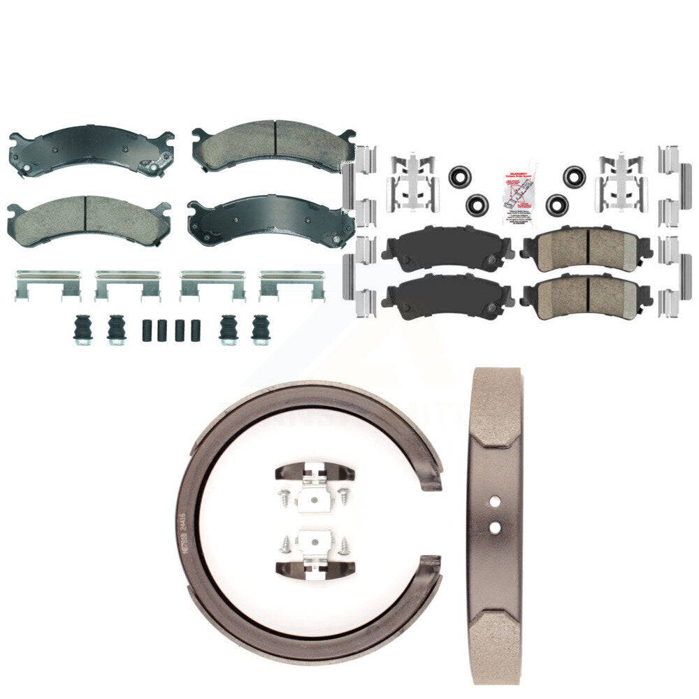 Front Rear Ceramic Disc Brake Pads And Parking Shoes Kit For Cadillac DTS KNN-101329