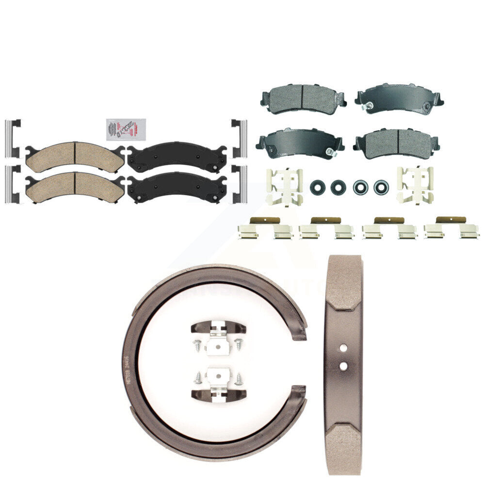 Front Ceramic Rear Semi-Metallic Disc Brake Pads And Parking Shoes Kit For DTS KNN-101332