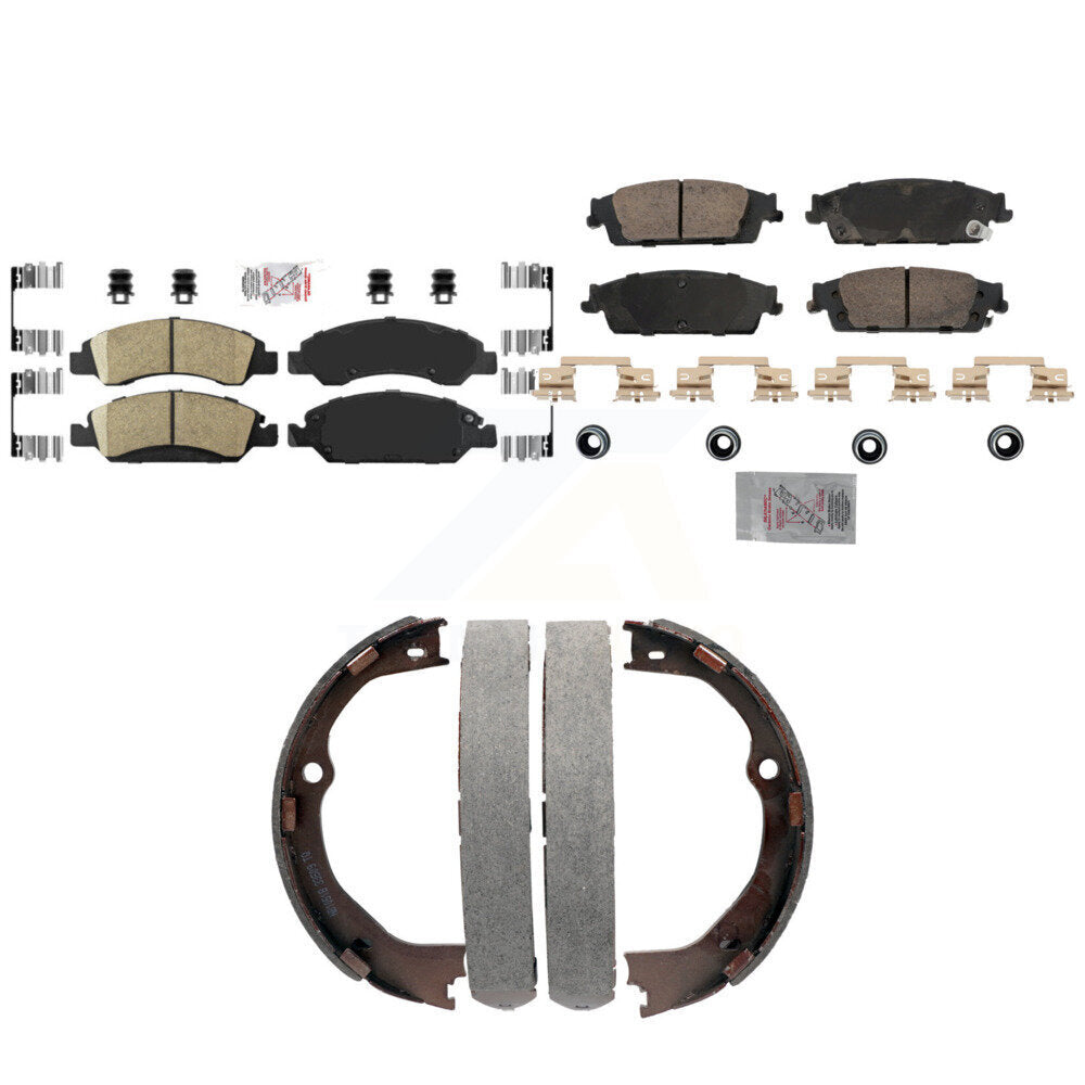 Front Rear Ceramic Disc Brake Pads And Parking Shoes Kit For GMC Chevrolet LD KNN-101333