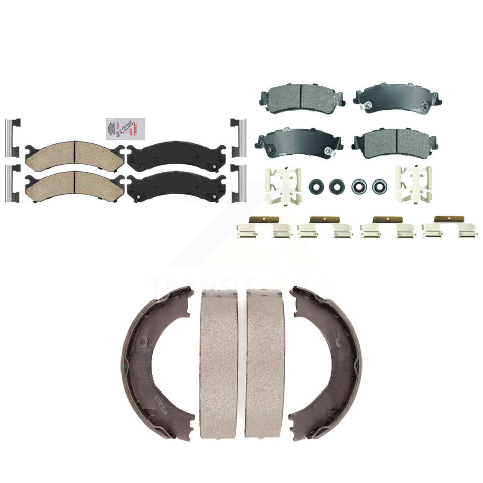 Front Ceramic Rear Semi-Metallic Disc Brake Pads And Parking Shoes Kit For KNN-101340
