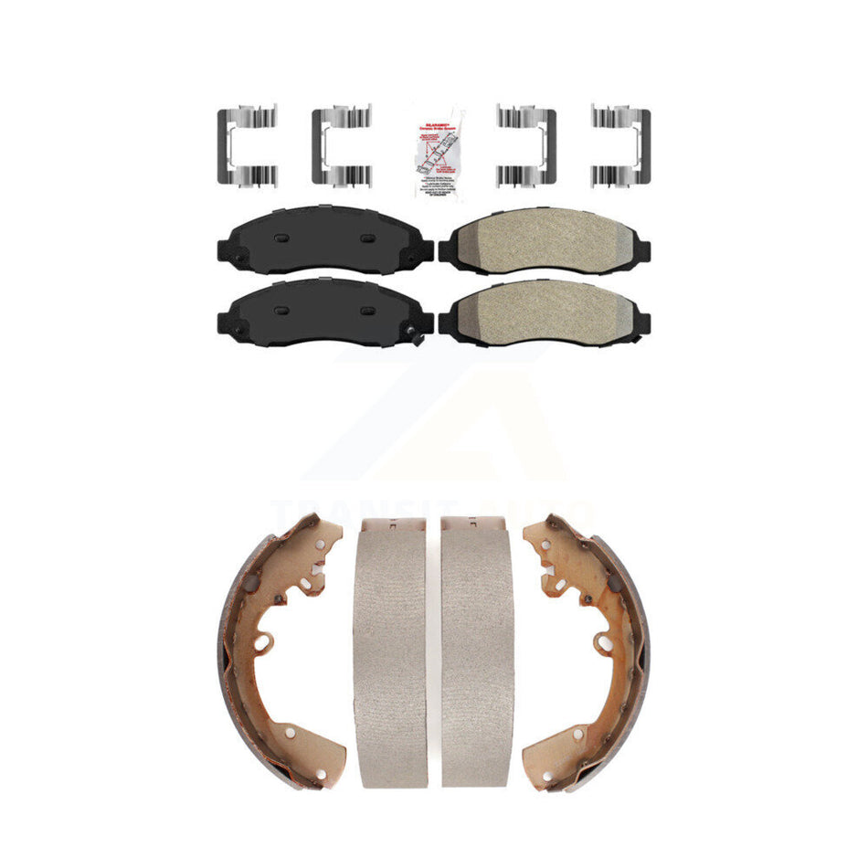 Front Semi-Metallic Disc Brake Pads And Rear Drum Shoes Kit For 2004 Dodge Dakota 3.7L KNN-101349