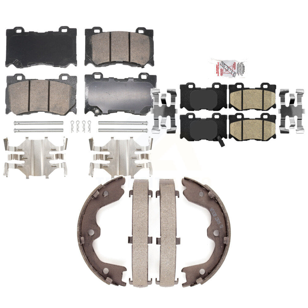 Front Rear Ceramic Disc Brake Pads And Parking Shoes Kit For INFINITI G37 KNN-101356