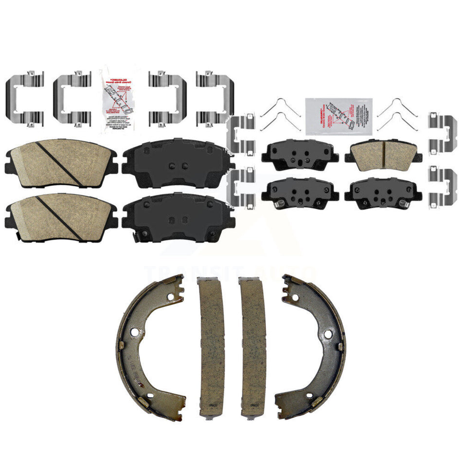 Front Rear Ceramic Disc Brake Pads And Parking Shoes Kit For Kia Sportage KNN-101358
