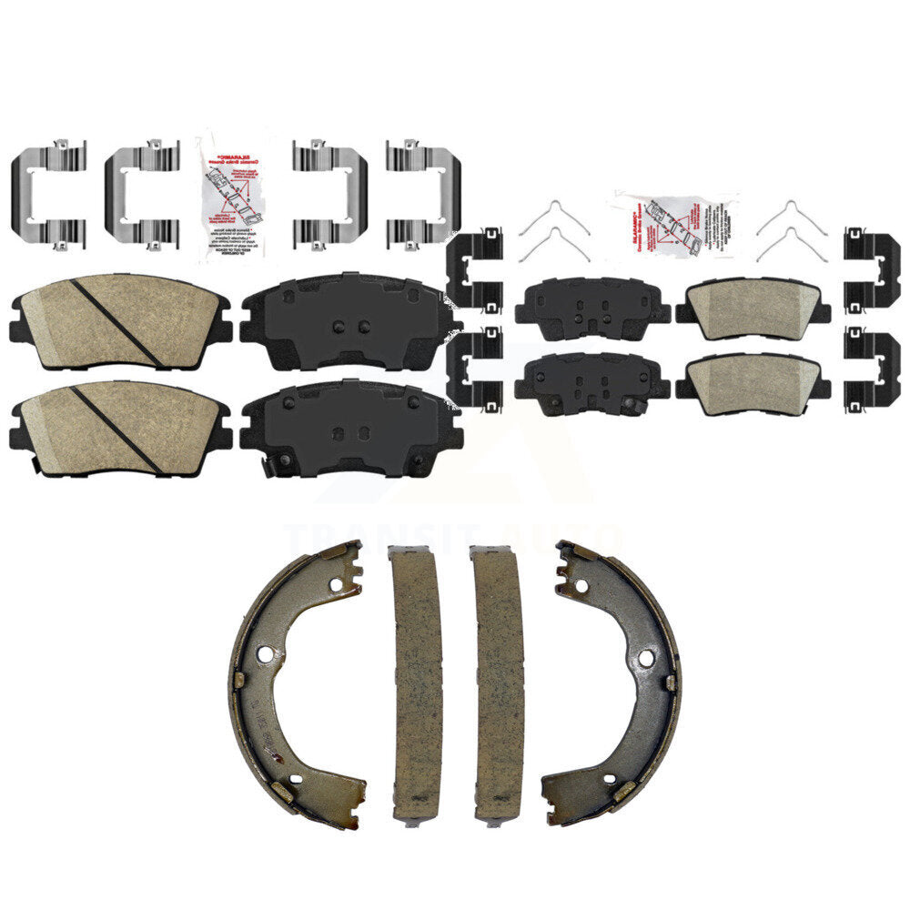 Front Rear Ceramic Disc Brake Pads And Parking Shoes Kit For Hyundai Tucson KNN-101360