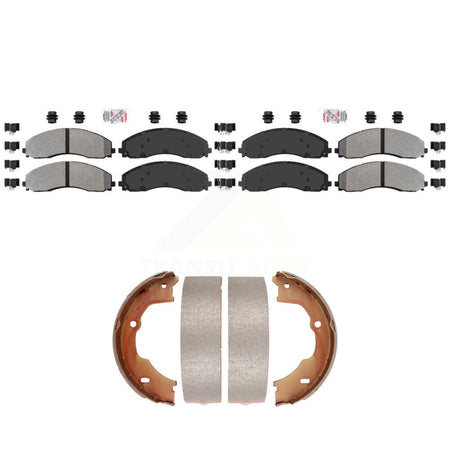 Front Rear Semi-Metallic Disc Brake Pads And Parking Shoes Kit For Ford F-450 KNN-101361