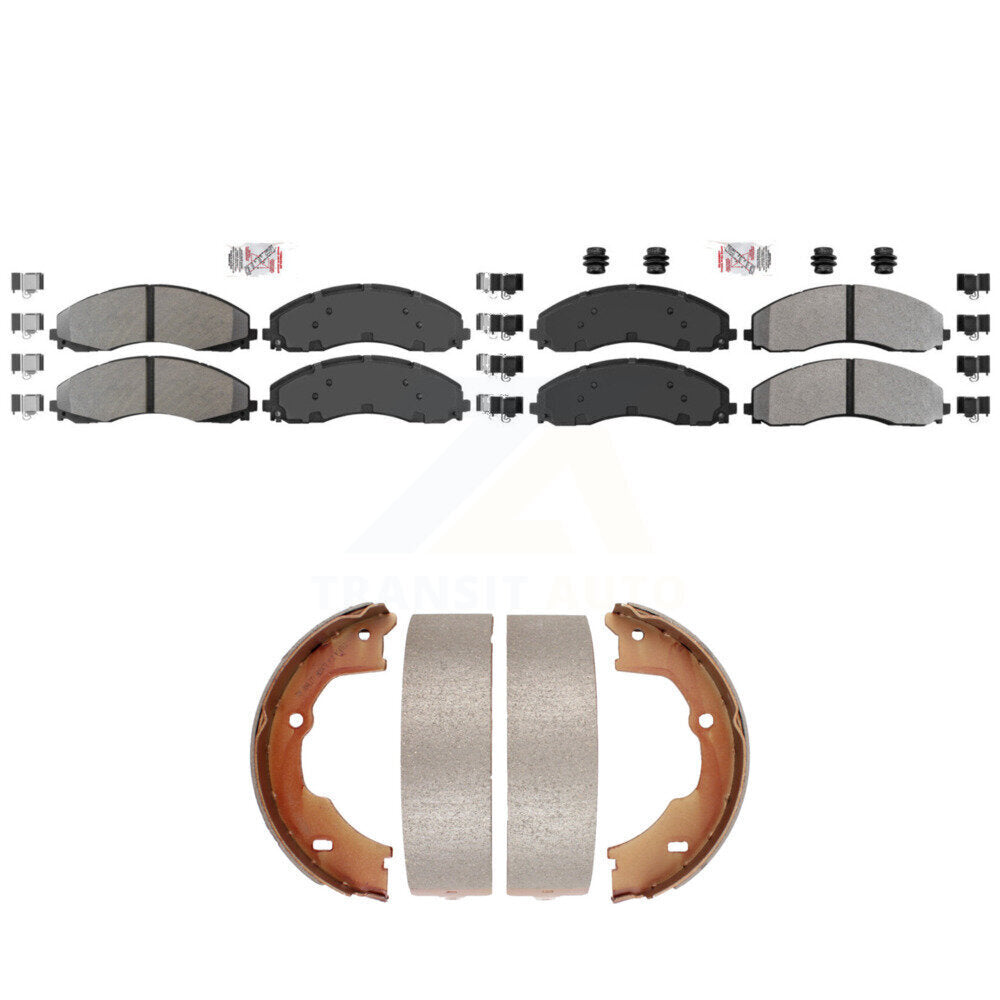 Front Rear Semi-Metallic Disc Brake Pads And Parking Shoes Kit For Ford F-450 KNN-101362