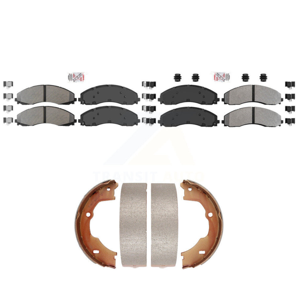 Front Rear Semi-Metallic Disc Brake Pads And Parking Shoes Kit For Ford F-450 KNN-101362