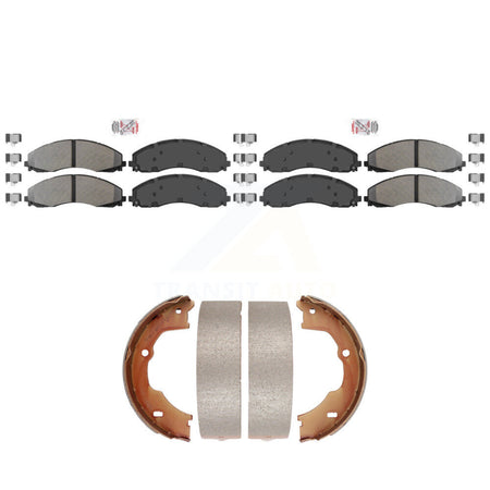 Front Rear Semi-Metallic Disc Brake Pads And Parking Shoes Kit For Ford F-450 KNN-101364
