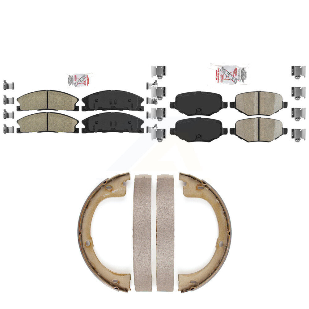 Front Rear Ceramic Disc Brake Pads And Parking Shoes Kit For Lincoln MKT KNN-101368