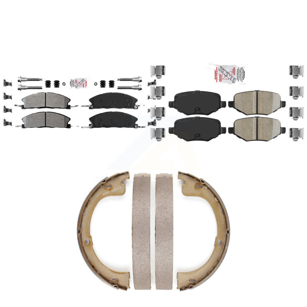 Front Semi-Metallic Rear Ceramic Disc Brake Pads And Parking Shoes Kit For KNN-101370