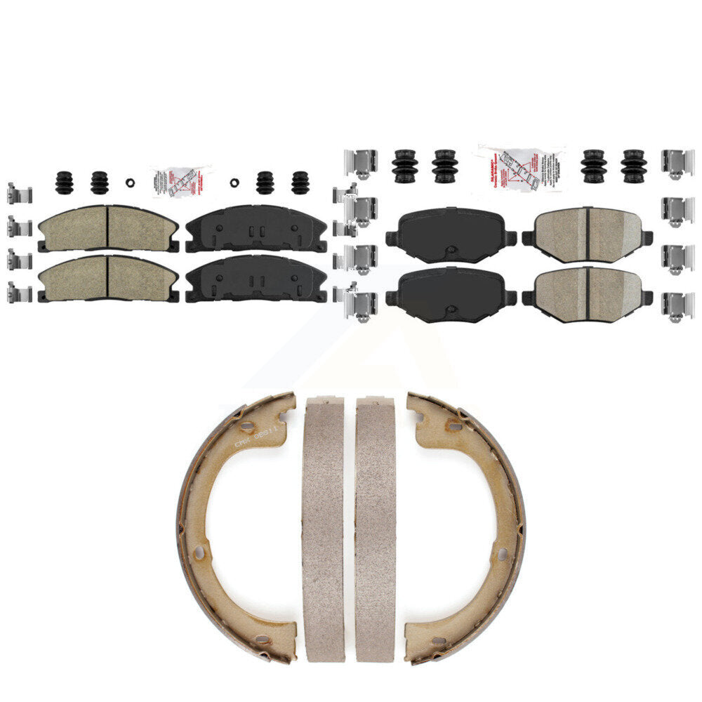 Front Rear Ceramic Disc Brake Pads And Parking Shoes Kit For Lincoln MKT KNN-101372