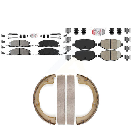 Front Semi-Metallic Rear Ceramic Disc Brake Pads And Parking Shoes Kit For KNN-101373