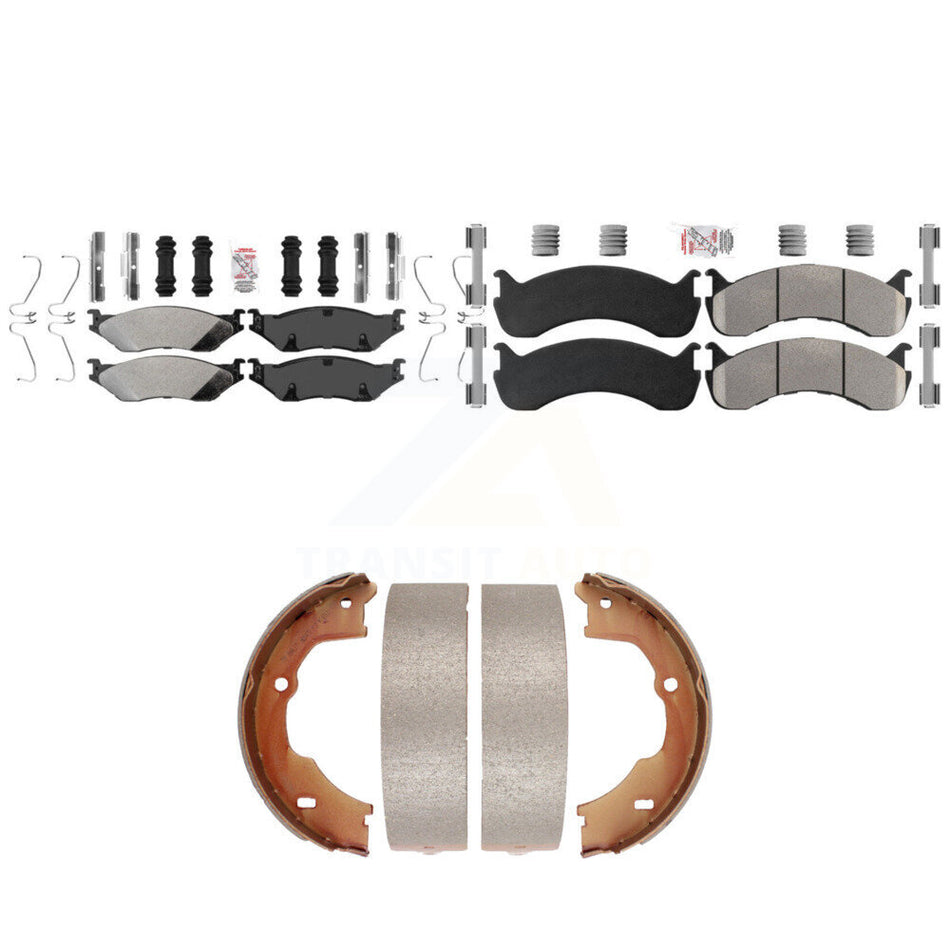 Front Rear Semi-Metallic Disc Brake Pads And Parking Shoes Kit For KNN-101382