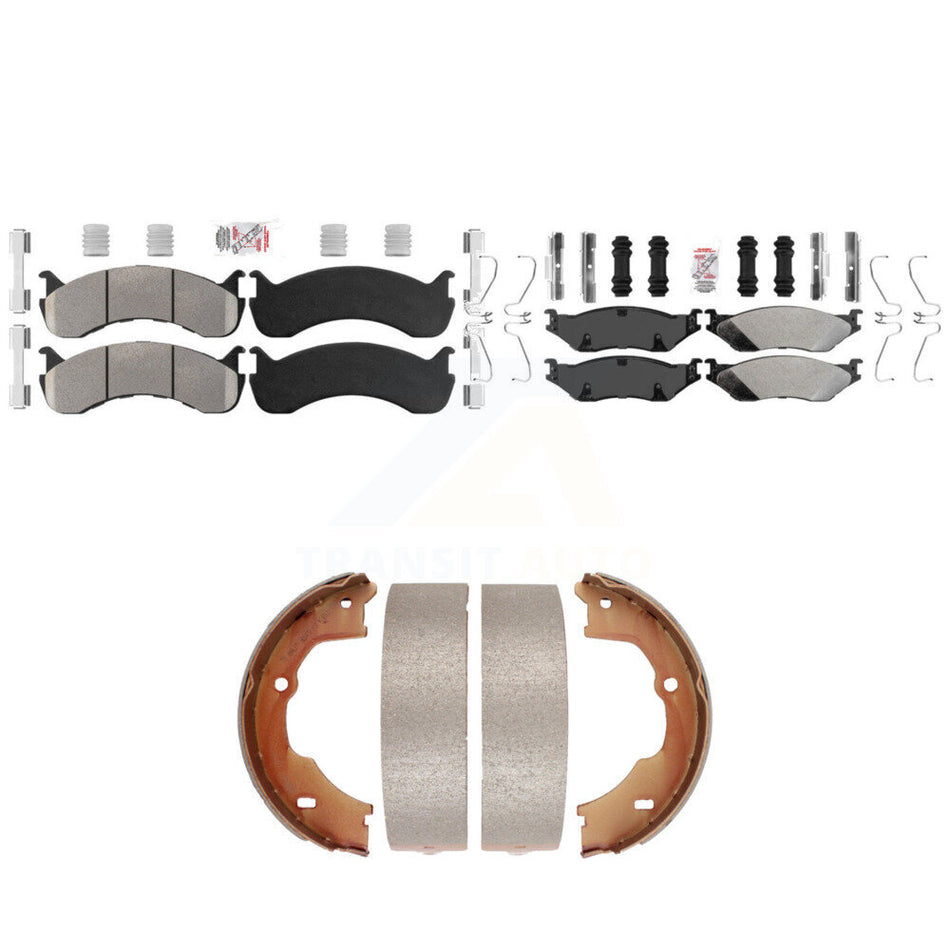 Front Rear Semi-Metallic Disc Brake Pads And Parking Shoes Kit For KNN-101384