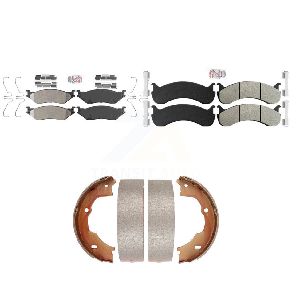 Front Rear Semi-Metallic Disc Brake Pads And Parking Shoes Kit For KNN-101389
