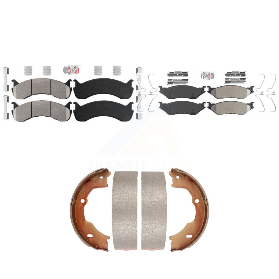 Front Rear Semi-Metallic Disc Brake Pads And Parking Shoes Kit For KNN-101390