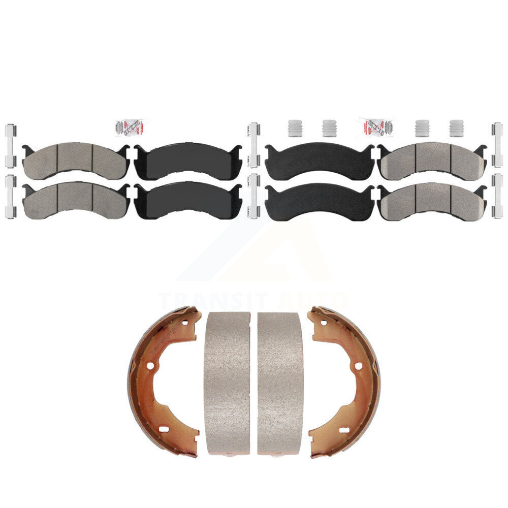 Front Rear Semi-Metallic Disc Brake Pads And Parking Shoes Kit For KNN-101393