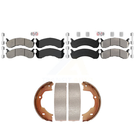 Front Rear Semi-Metallic Disc Brake Pads And Parking Shoes Kit For KNN-101393