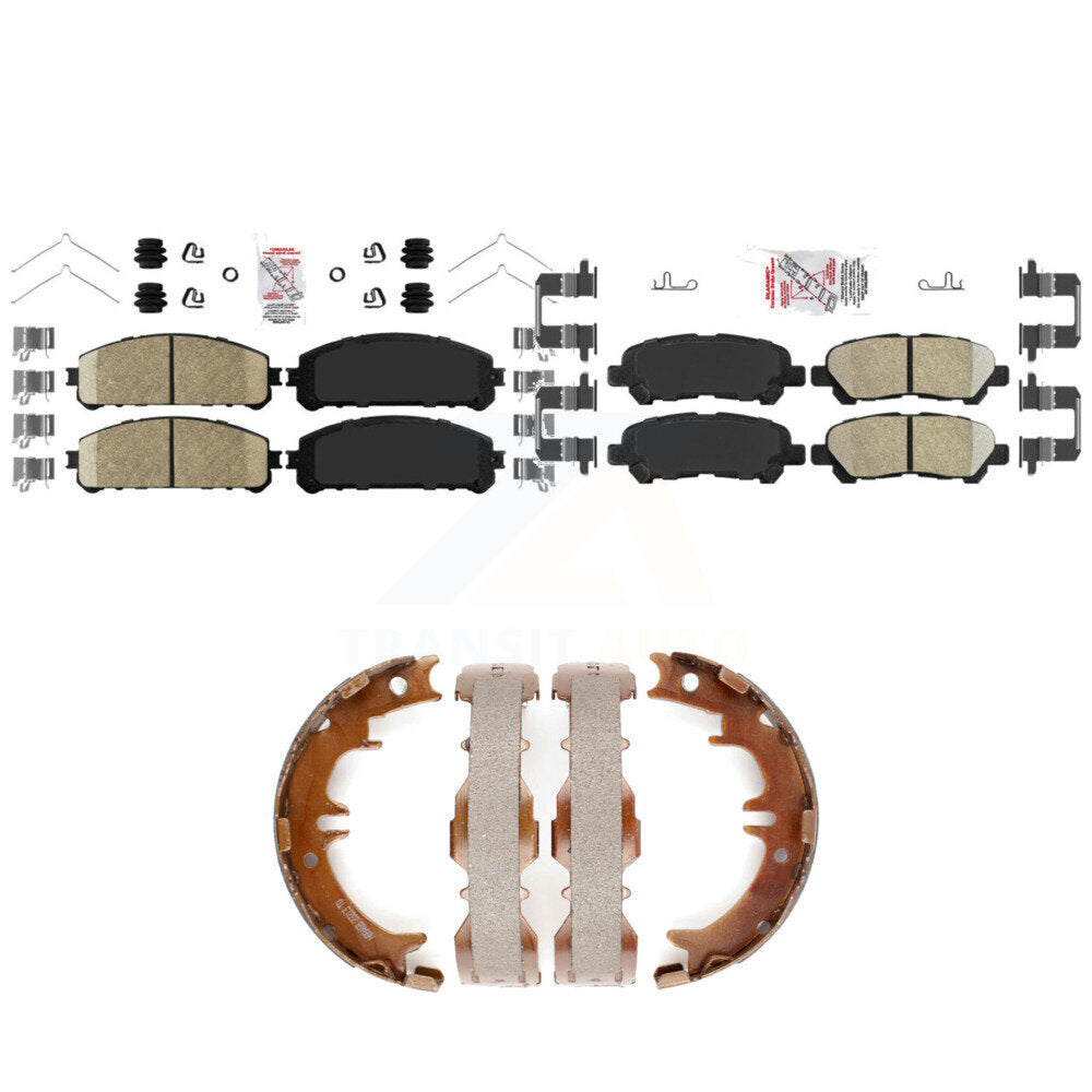 Front Rear Ceramic Disc Brake Pads And Parking Shoes Kit For Toyota Highlander KNN-101412