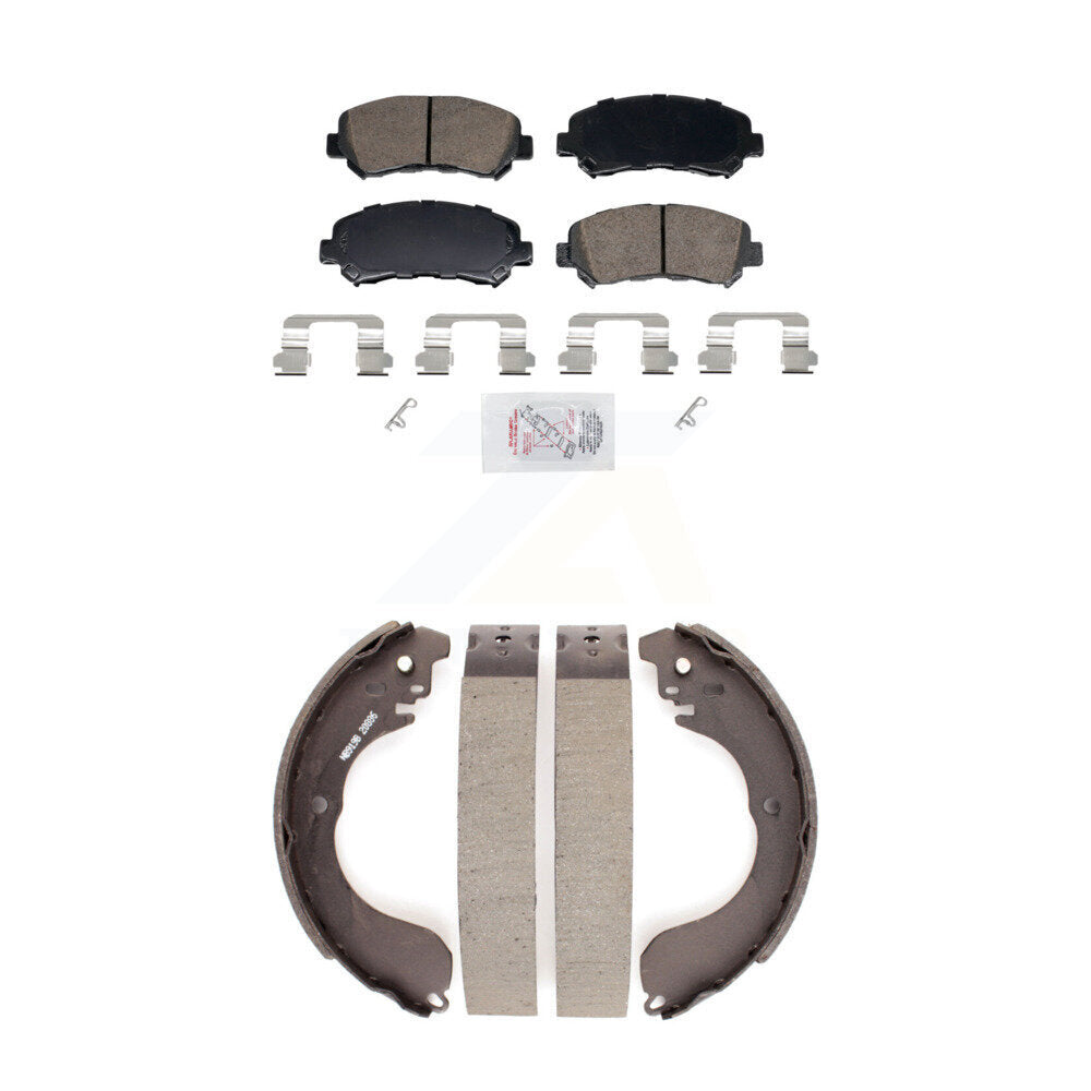 Front Ceramic Disc Brake Pads And Rear Drum Shoes Kit For 07-12 Nissan Sentra SE-R Spec V KNN-101415