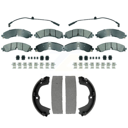 Front Rear Semi-Metallic Disc Brake Pads And Parking Shoes Kit For GMC Sierra KNN-101419