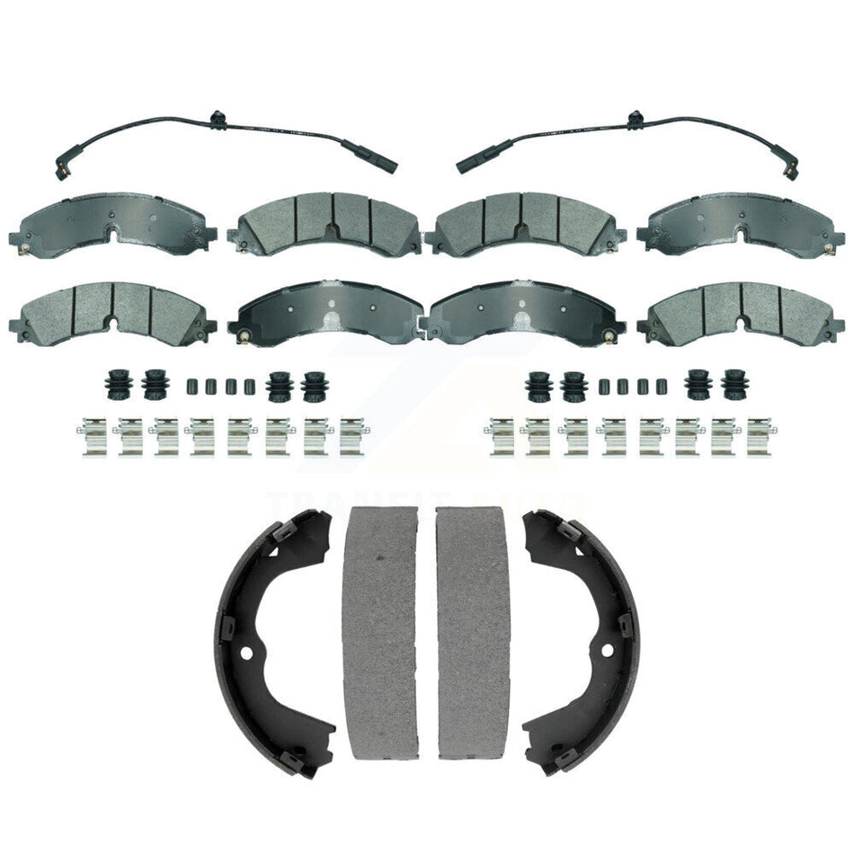 Front Rear Semi-Metallic Disc Brake Pads And Parking Shoes Kit For GMC Sierra KNN-101419