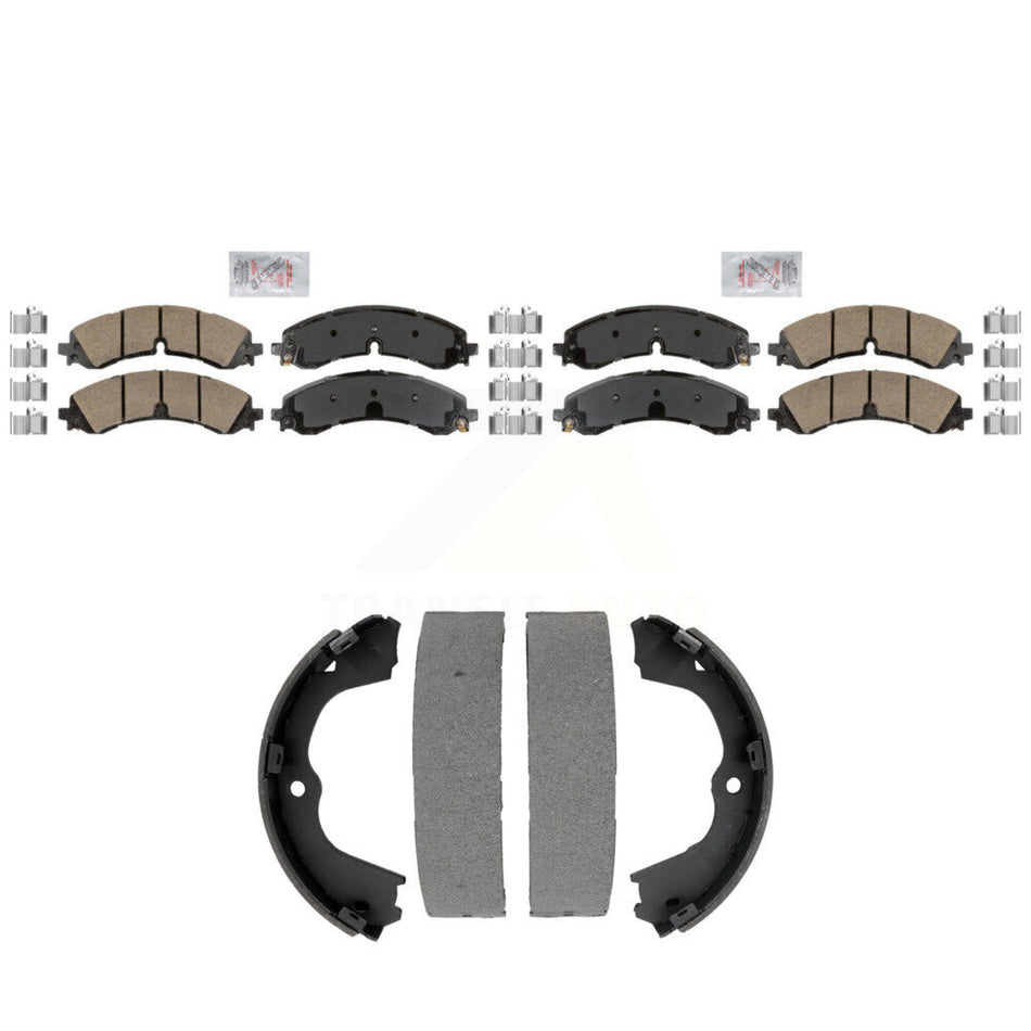 Front Rear Ceramic Disc Brake Pads And Parking Shoes Kit For GMC Chevrolet HD KNN-101422