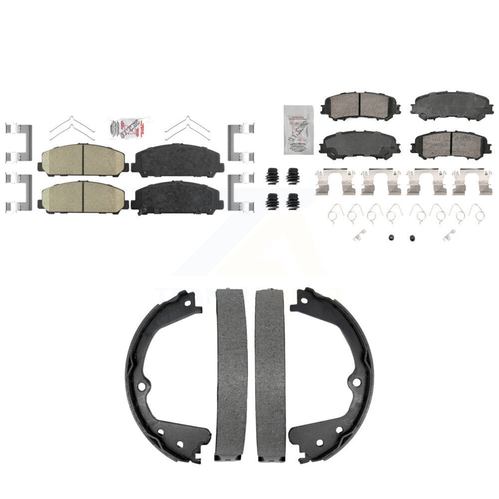 Front Rear Ceramic Disc Brake Pads And Parking Shoes Kit For Nissan TITAN KNN-101423