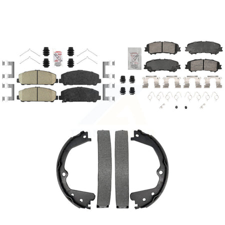 Front Rear Ceramic Disc Brake Pads And Parking Shoes Kit For Nissan TITAN KNN-101424